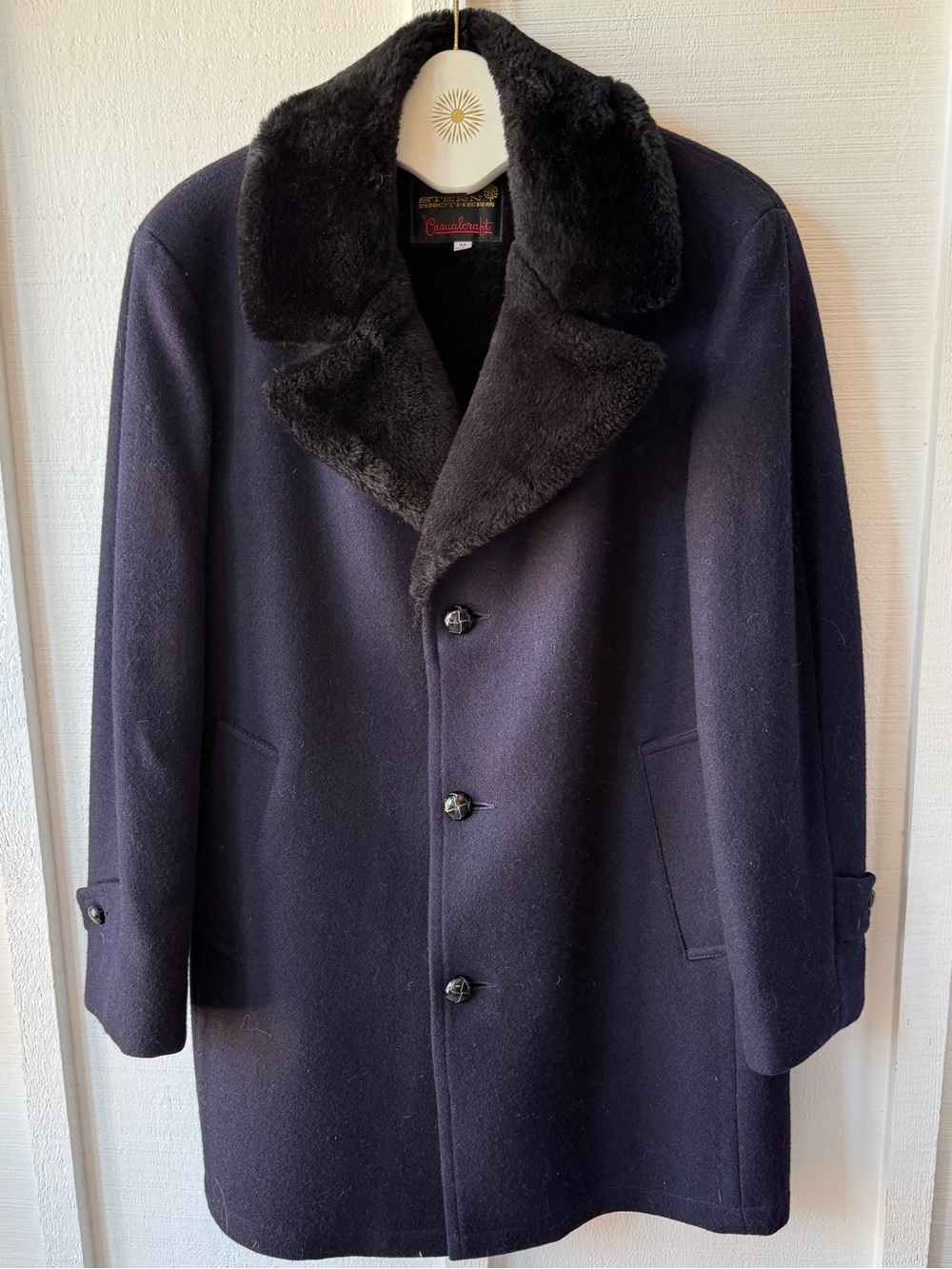 VTG 1960s - 70s Stern Brothers by Casualcraft Wool Car Coat | Deep Navy | 42R